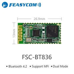 FEASYCOM-Transmisión UART de alta calidad, paso a través de MFI, Bluetooth 4,2, módulo compatible con SPP BLE