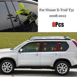 Car Door Window Middle Column Trim Decoration Protection Strip PC Stickers Accessories For Nissan X-trail Xtrail T31 2008-2013