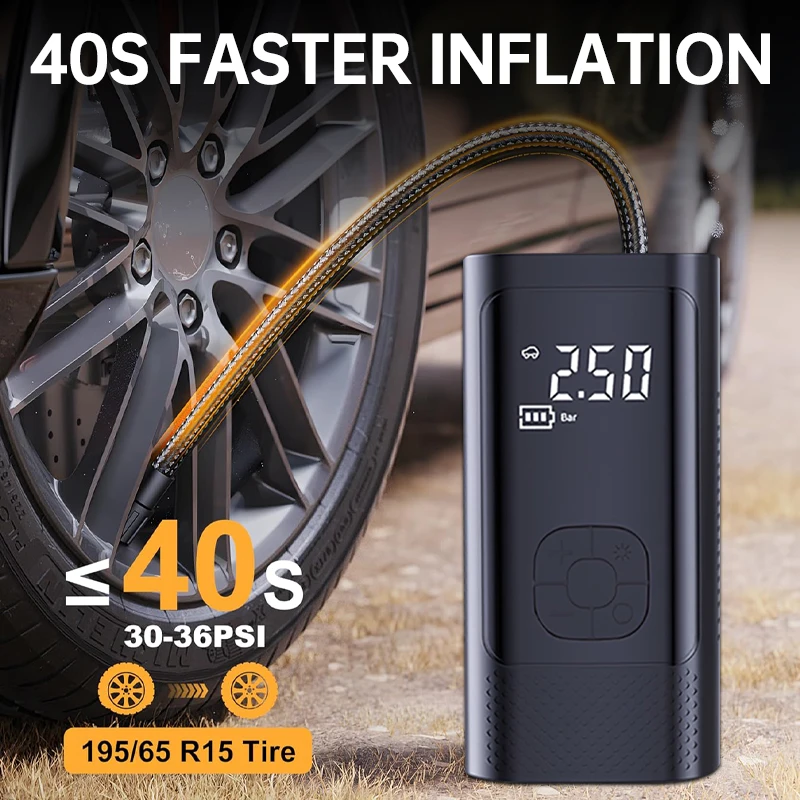 Inflatable Pump Portable Handheld 2 power supply modes and 4 preset air pressures Digital Display Car Motorcycle Tire image 5
