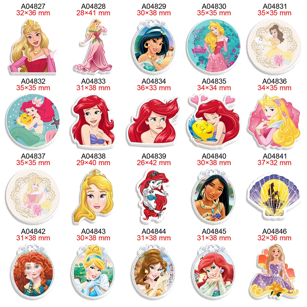 Printed Disney Princess Item Flat Planar Resin Cabochon for DIY Bows Party Craft Supplies Handmade Material