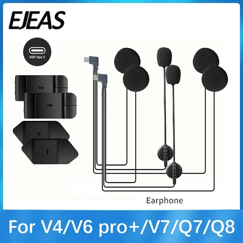 EJEAS Auricolare per casco moto originale V4PLUS V6 PRO + Spina tipo C con altoparlante Microfono Clip e base opzionali