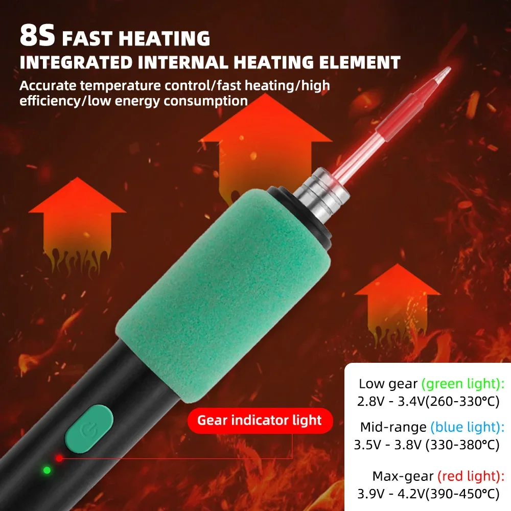 Kit Ujung Besi Solder Nirkabel Portabel 5V 15W Alat Solder Mini Kontrol Suhu Tiga Tingkat untuk Set Perbaikan Rumah DIY