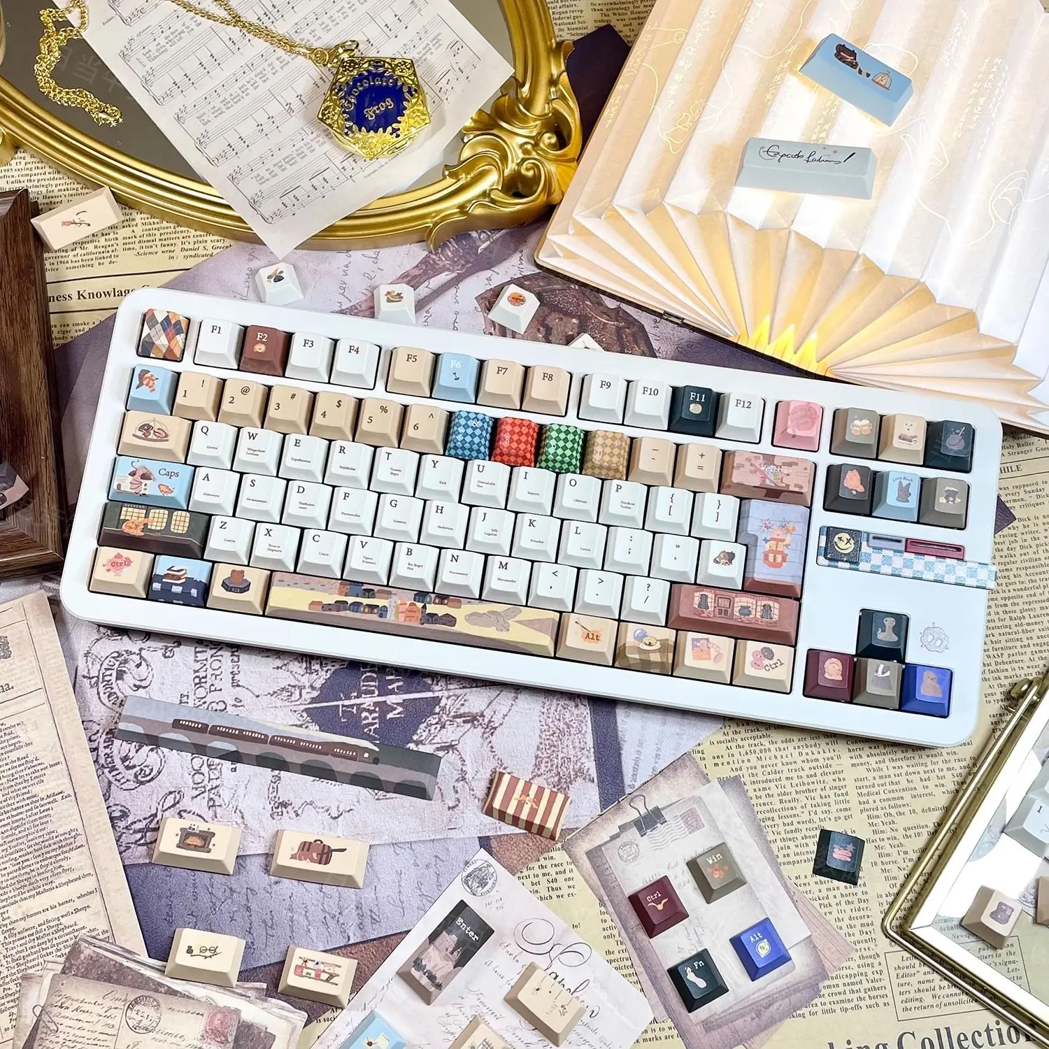 

Колпачок для клавиш Diagon Alley, 130 клавиш, высококачественная сублимация из ПБТ, оригинальные колпачки для клавиш по индивидуальному заказу, механическая клавиатура для стрельбы