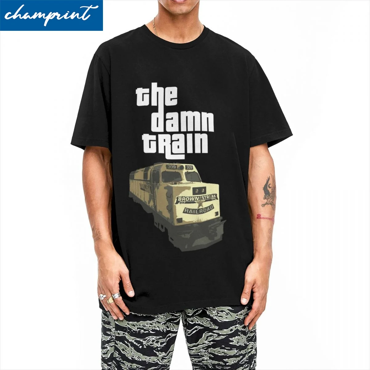 

Funny The Damn Train T Shirt Men's Round Neck Short Sleeve Clothes GTA San Andreas 100%Cotton Summer Tops Shirts