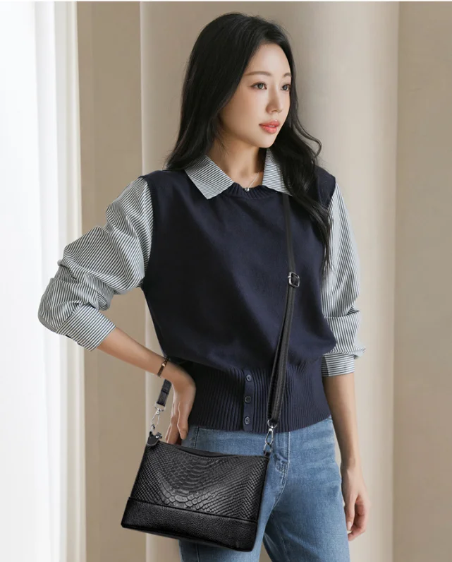 Women's bag, genuine leather small square bag, camera head cover layer, cowhide, women's shoulder bag, versatile crossbody bag