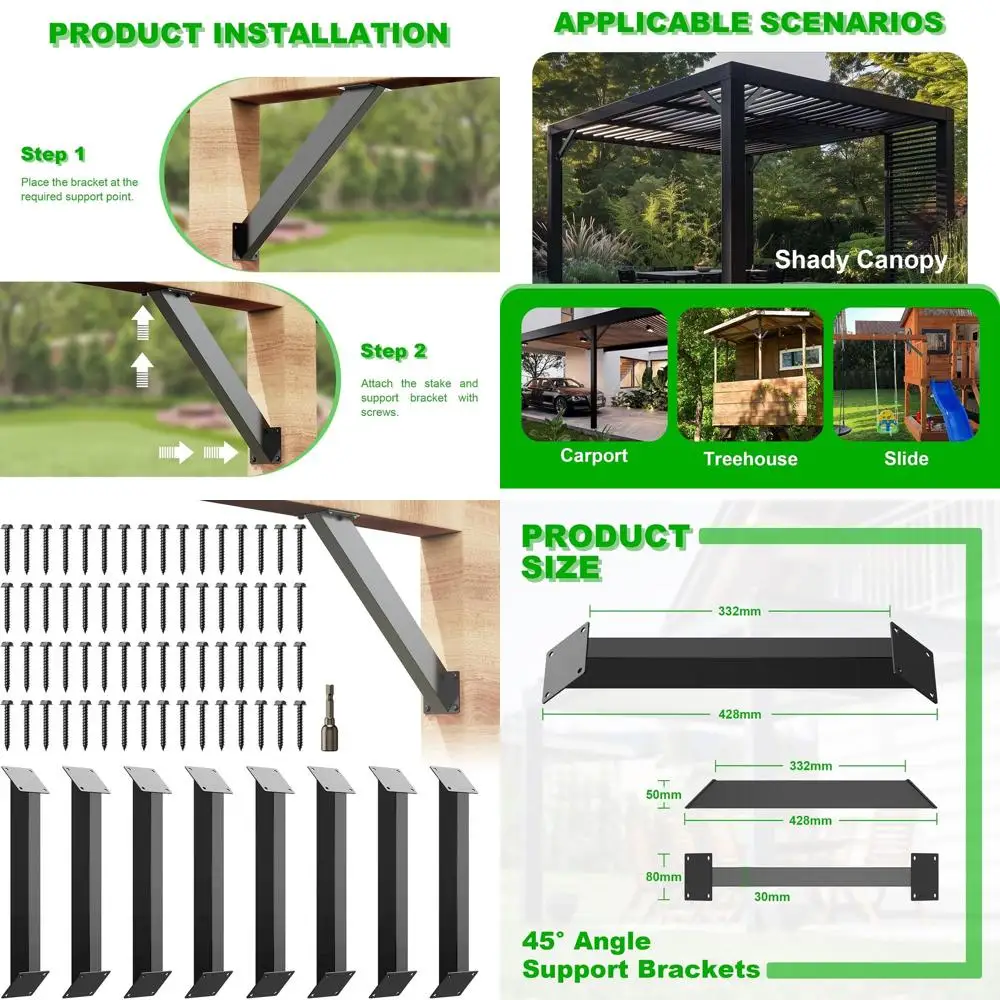 

Sturdy 45-Degree Wood Beam Support Brackets for Pergola Corners