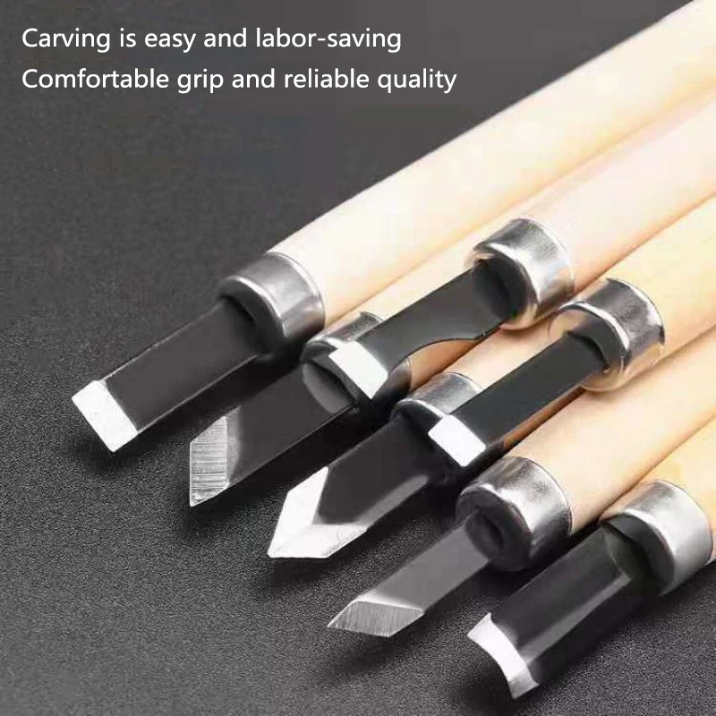 Set di scalpelli per intaglio del legno da 12 pezzi per taglio base e lavorazione del legno dettagliata Kit di coltelli per sgorbie per utensili manuali fai-da-te
