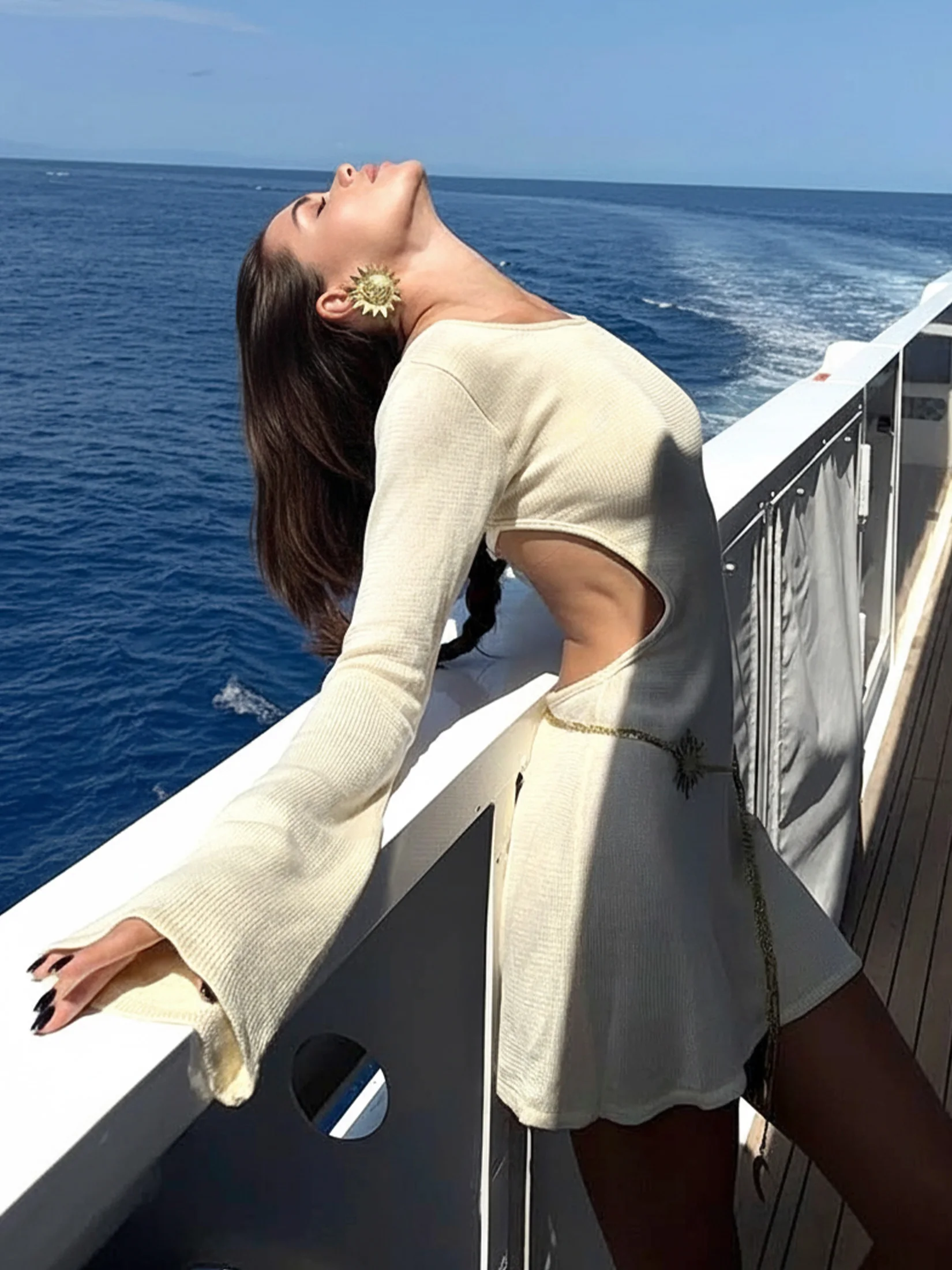 المرأة مثير عارية الذراعين انظر من خلال كم طويل الصيف متماسكة الشاطئ التستر طاقم الرقبة منتجع ارتداء عطلة حزب فستان الشمس C173