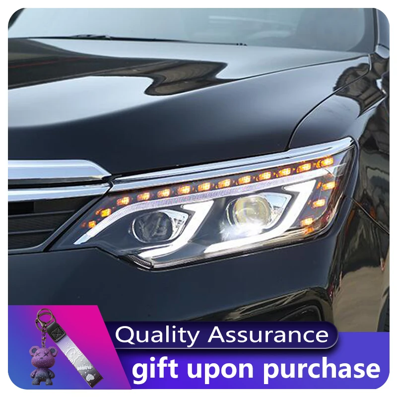 

A Pair of Car Styling For Toyota Camry 2015-2017 Front Light DRL Head Lamp Dynamic LED Projector Len Headlights Auto Accessories