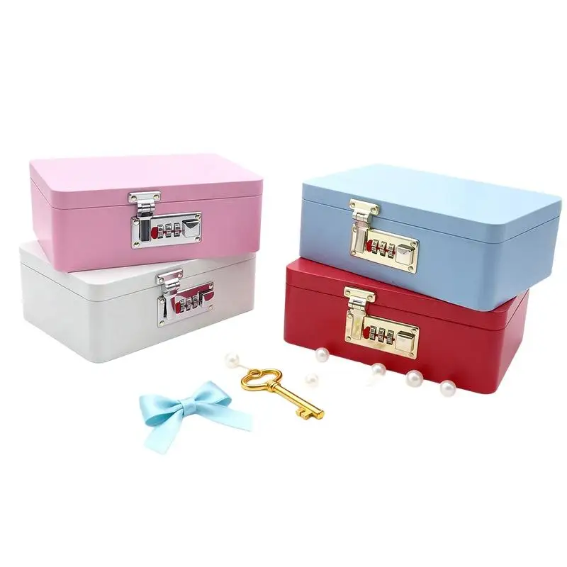 New 1Pcs Piggy Bank Organizer With Lock Iron Box Password Lock Money Saving Coin Box Treasure Box For Cash Dollars Cents Kid