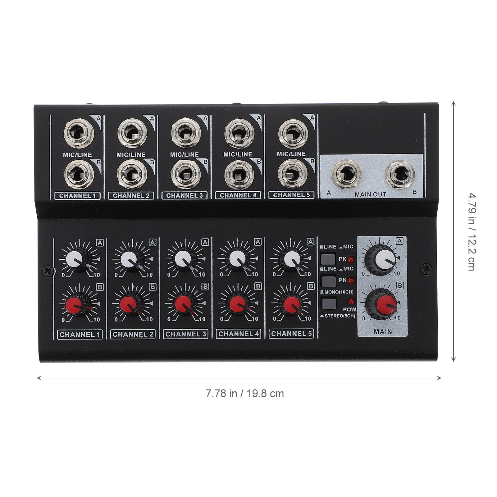 Stereo Audio Mixer 10 Input 2 Output Microphone Line Input Support Condenser Mics 10-Channel Mixer for Studio Stage Live Events