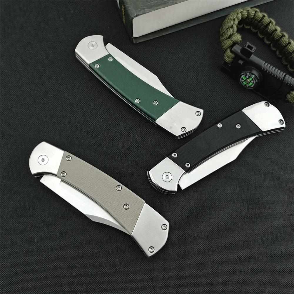 High Quality Folding Pocket Knife Camping Tactical Knife D2 Blade G10 Handle Outdoor Hunting EDC Tools Gift PU Sheath