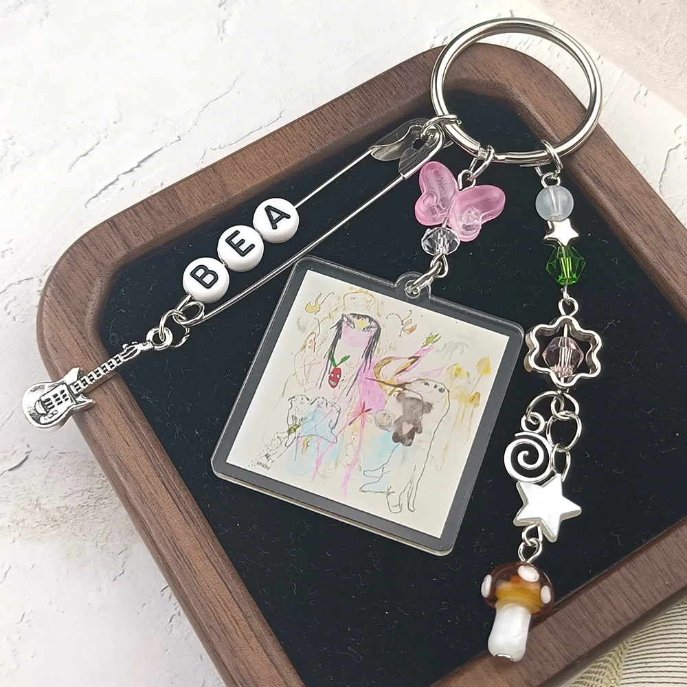Handmade Abstract Graffiti Art Print Acrylic Keychain Colorful Cartoon Pattern Bag Hanging Decor Accessory For Indie Music Fans