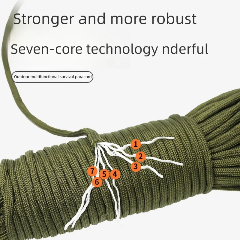4MM 7 Core Paracord Rope Braided Core Cord Survival Emergency Outdoor Camping Utility Rope 31m Per Bundle AT6726