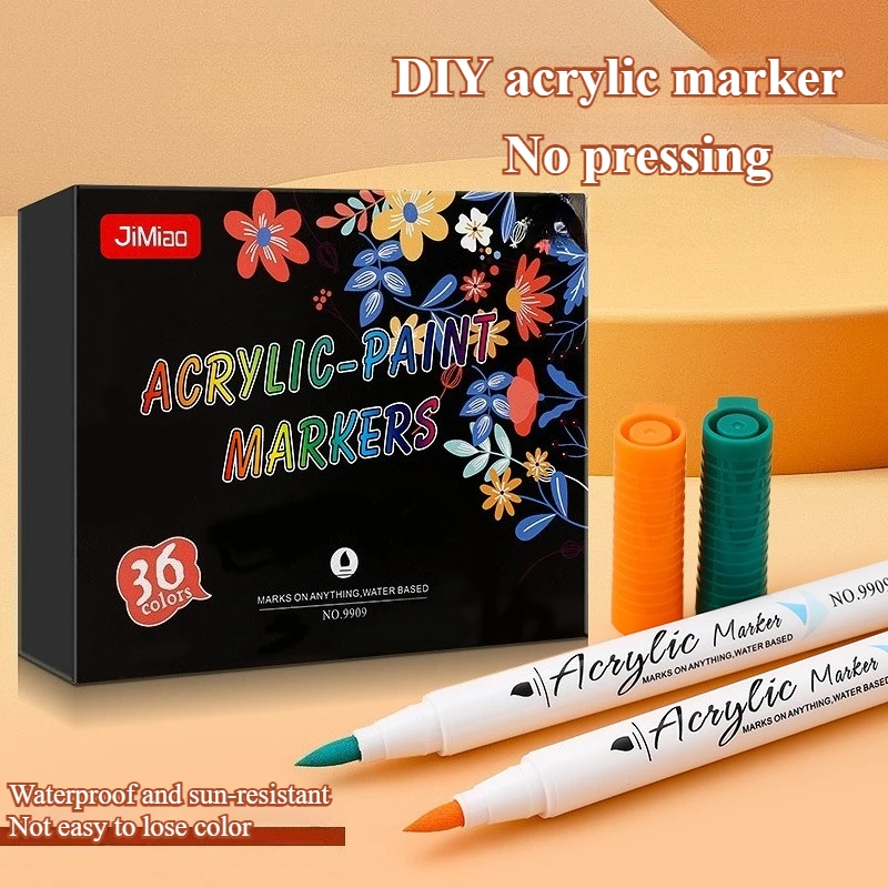 12/24/36 Color Acrylic Marker Set Waterproof and Sun-resistant Not Fading for Stone Glass Wood Ceramic Canvas Painting Graffiti