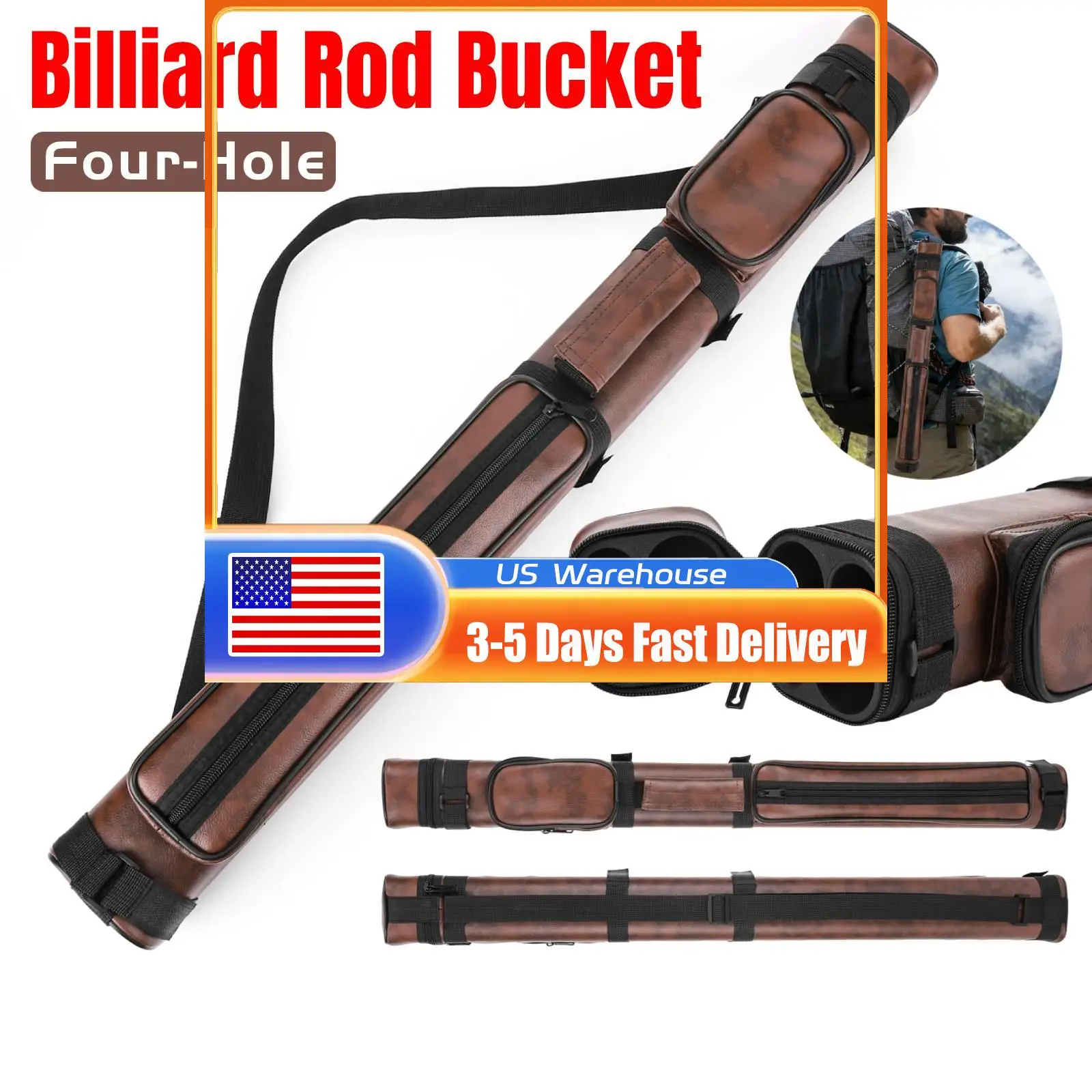 

Four-Hole Billiard Cue Bag Anti-Scratch Leather Billiard Rod Bucket Portable Billiards Stick Carrying Case to Protect Your Cue