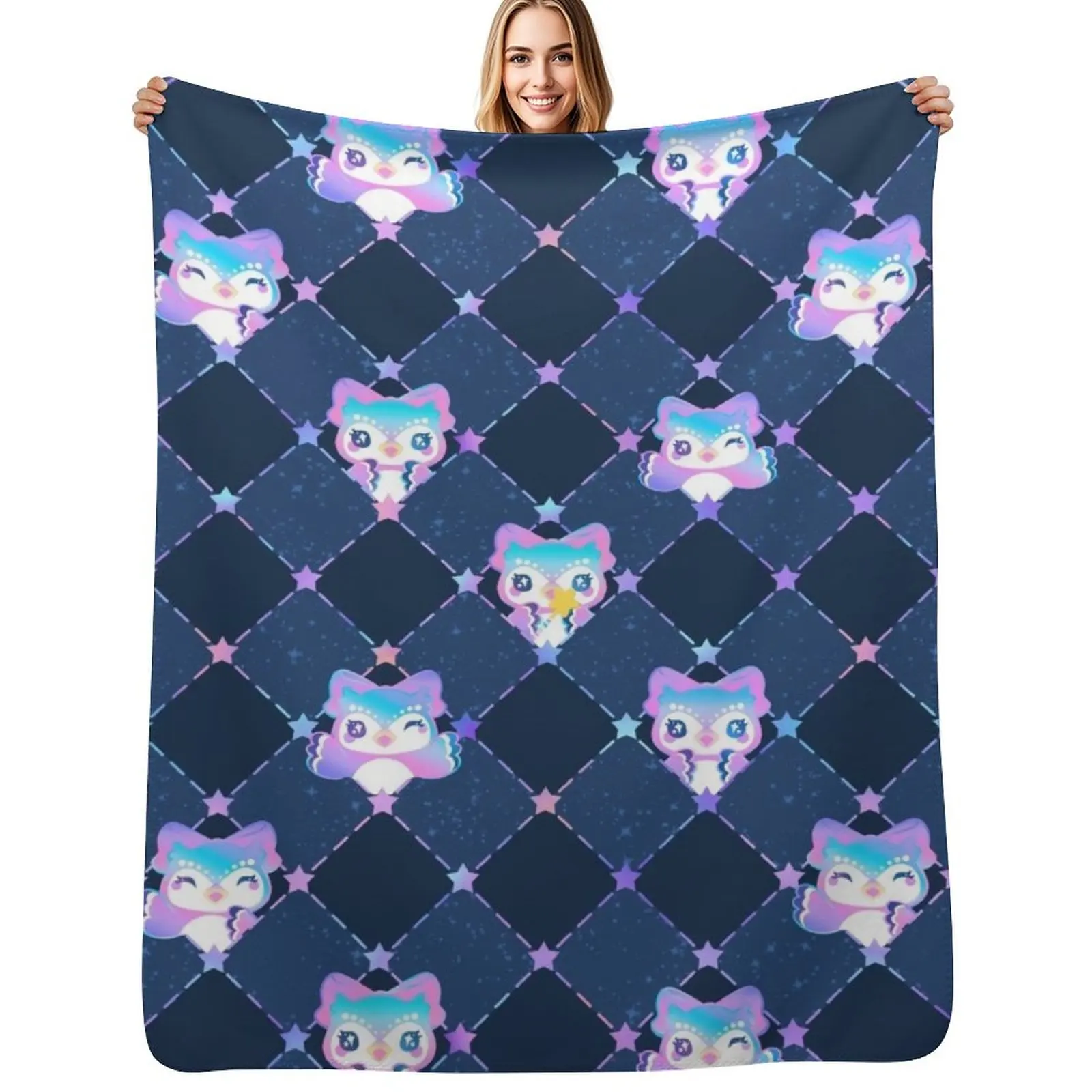 

Celestial Moon Owl Throw Blanket Men's Soft Warm Throw Blanket for Couch