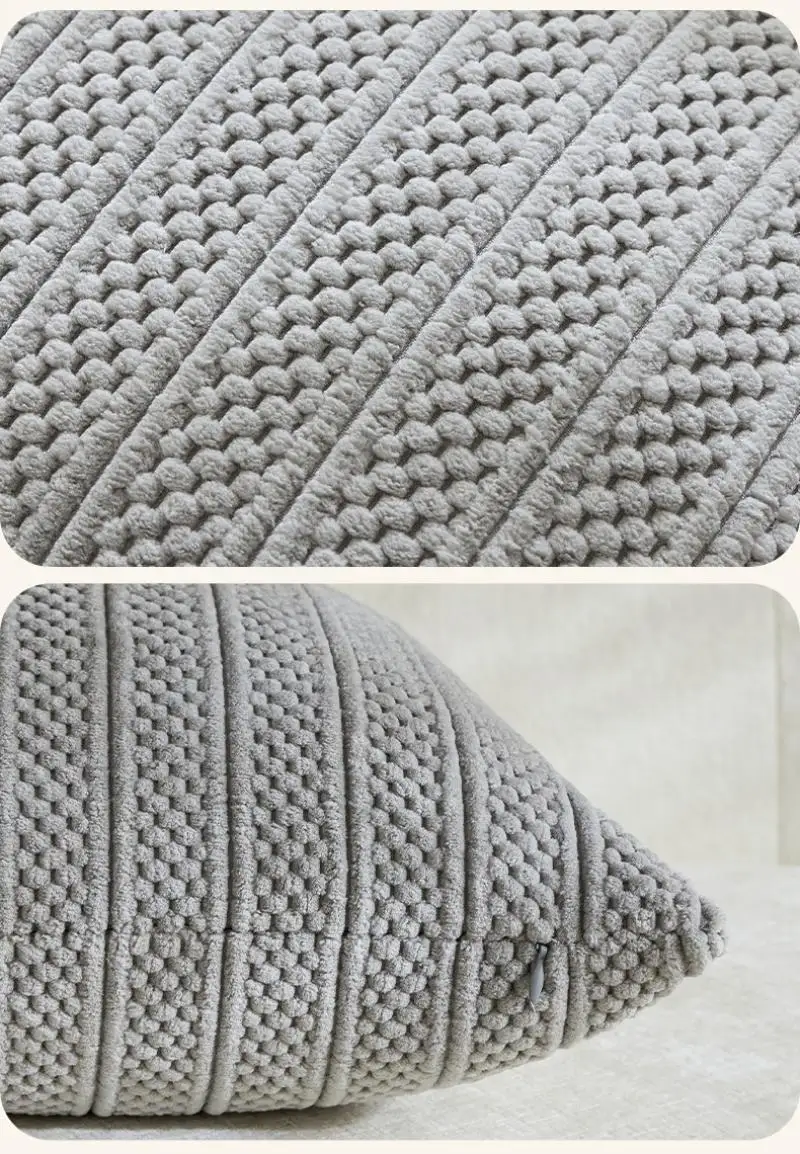 2 Stück Cord-Kissenbezüge mit 3D-Stickerei, Retro Einfarbiger Plüsch-Kissenbezug, Dekorativer Sofa-Kissenbezug – Detail 10