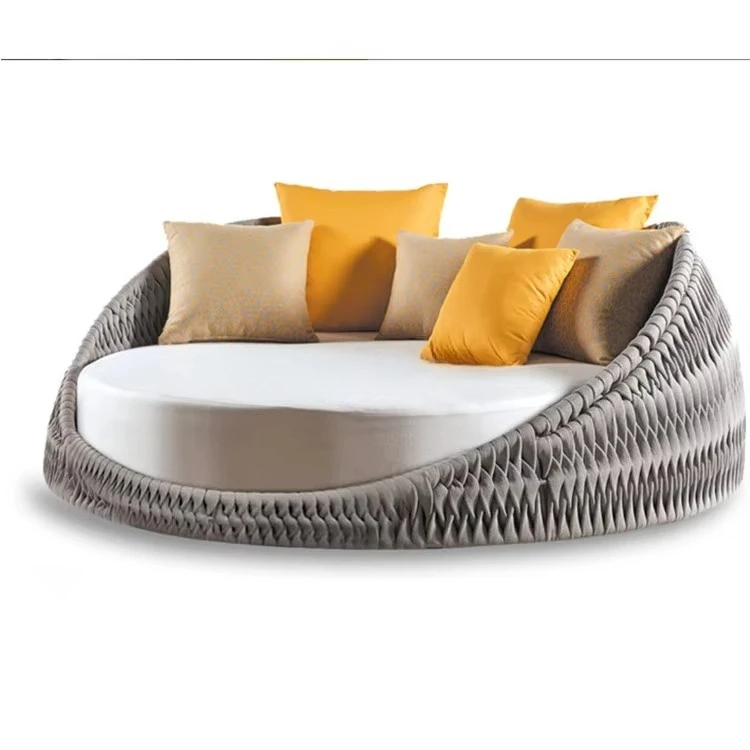 

Garden Patio Outdoor Furniture Round Poolside Sun Lounger Woven Rope Beds