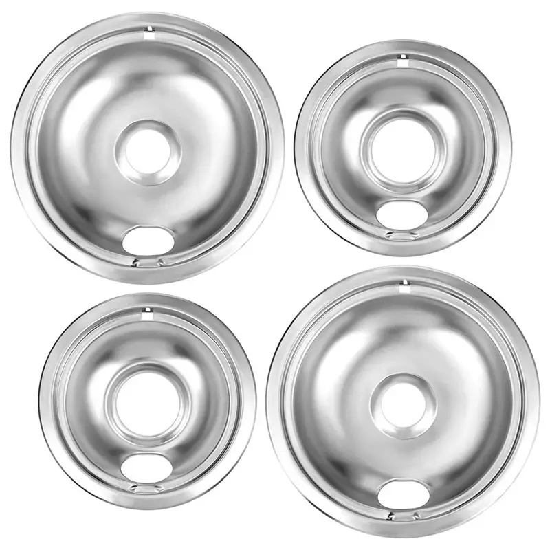 Hot A410I Drip Pan Kit,Universal Chrome Burner Drip Bowls Replacement for Kitchen Aid Range W10278125 W10196405 W1019640