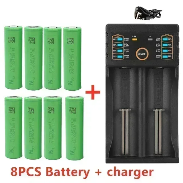 Oplaadbare lithium-ionbatterij 18650 3,7 V 3000 mAh VTC6 30 A, inclusief opladerpakket, is een ideale keuze voor zaklampspeelgoed c