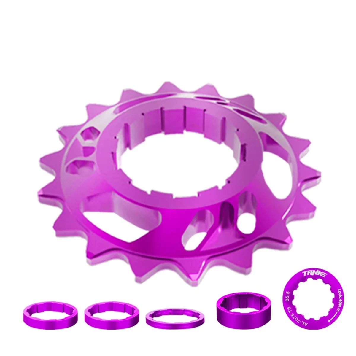 

TANKE Single Speed Flywheel Conversion Kit 18T Cassette Cog Road Bike Sprocket for Freewheel Chain Purple