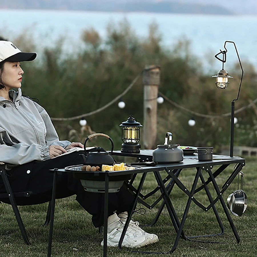 TARKA IGT Camping Taktischer Tisch, montagefreier Klapptisch aus Kohlenstoffstahl, faltbarer Grill- und Picknicktisch für 1 Person, für Autoreisen
