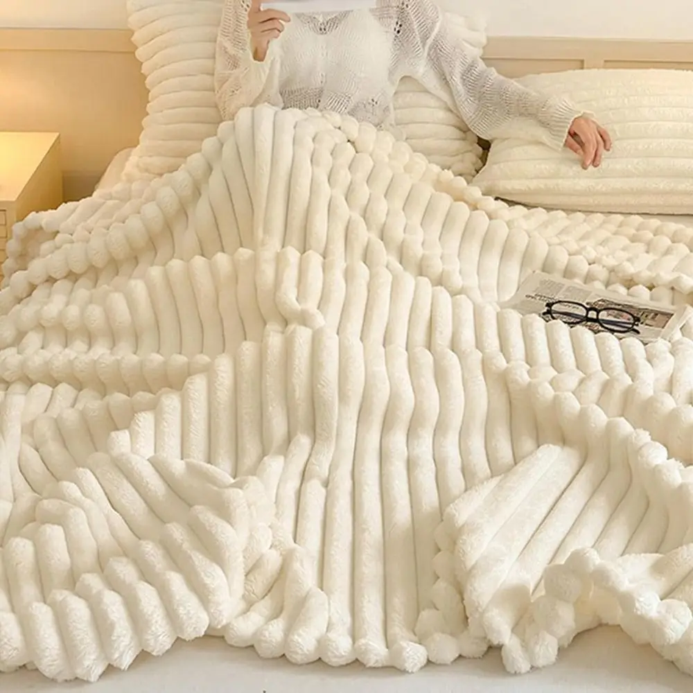 New Double Sided Warm Blanket Warm Skin-Friendly Conditioning Quilt Solid Color Breathable Throw Blanket