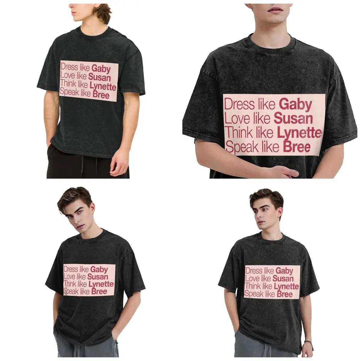 Desperate Housewives ( Red Peach ) Hip Hop Short Sleeve T-Shirts Washed Tops Tees Streetwear T Shirt Vintage for Men woman