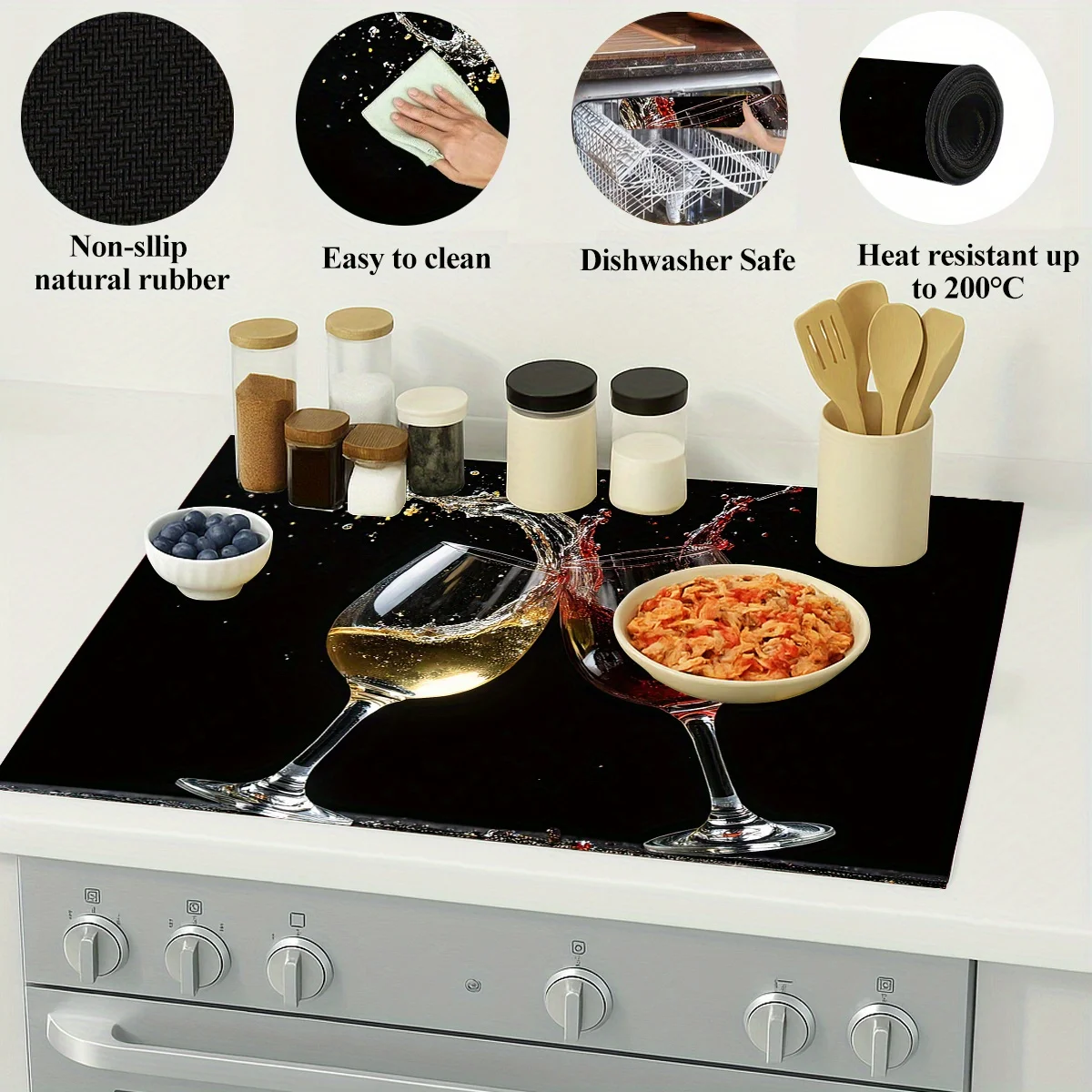 VIKAMA Single-Panel Induction Cooker Dust-Proof Mat Wine Glass Splash-Proof Design Washing Machine Refrigerator Top Decor Pad
