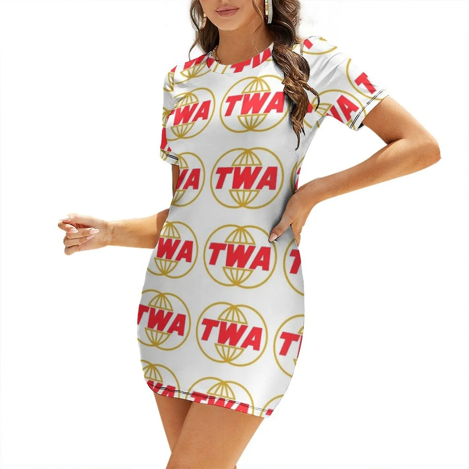 TWA Airlines - Vintage Logo Short Sleeved Dress Woman clothing Cocktail of dresses dresses for womens 2025 Dress