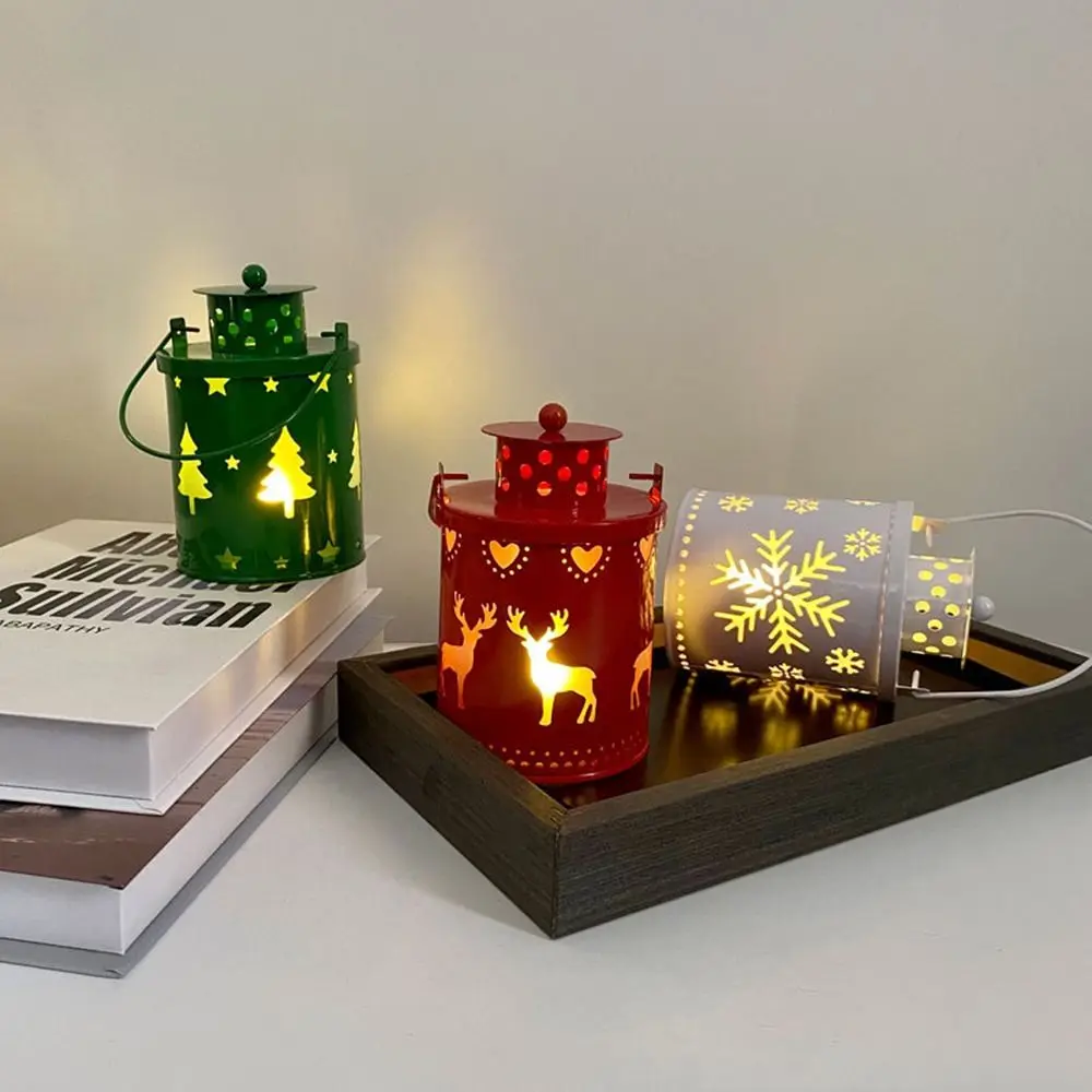 

Подвесные рождественские Подвесные светодиодные светильники, олень, снежинка, Рождественский Железный ручной фонарь, Рождественская елка, снеговик