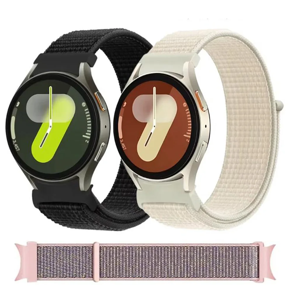 Sem lacunas pulseira de nylon para samsung galaxy watch 7/fe/6/4/clássico/5 pro 44mm 40mm pulseira esportiva galaxy watch7 acessórios de pulseira