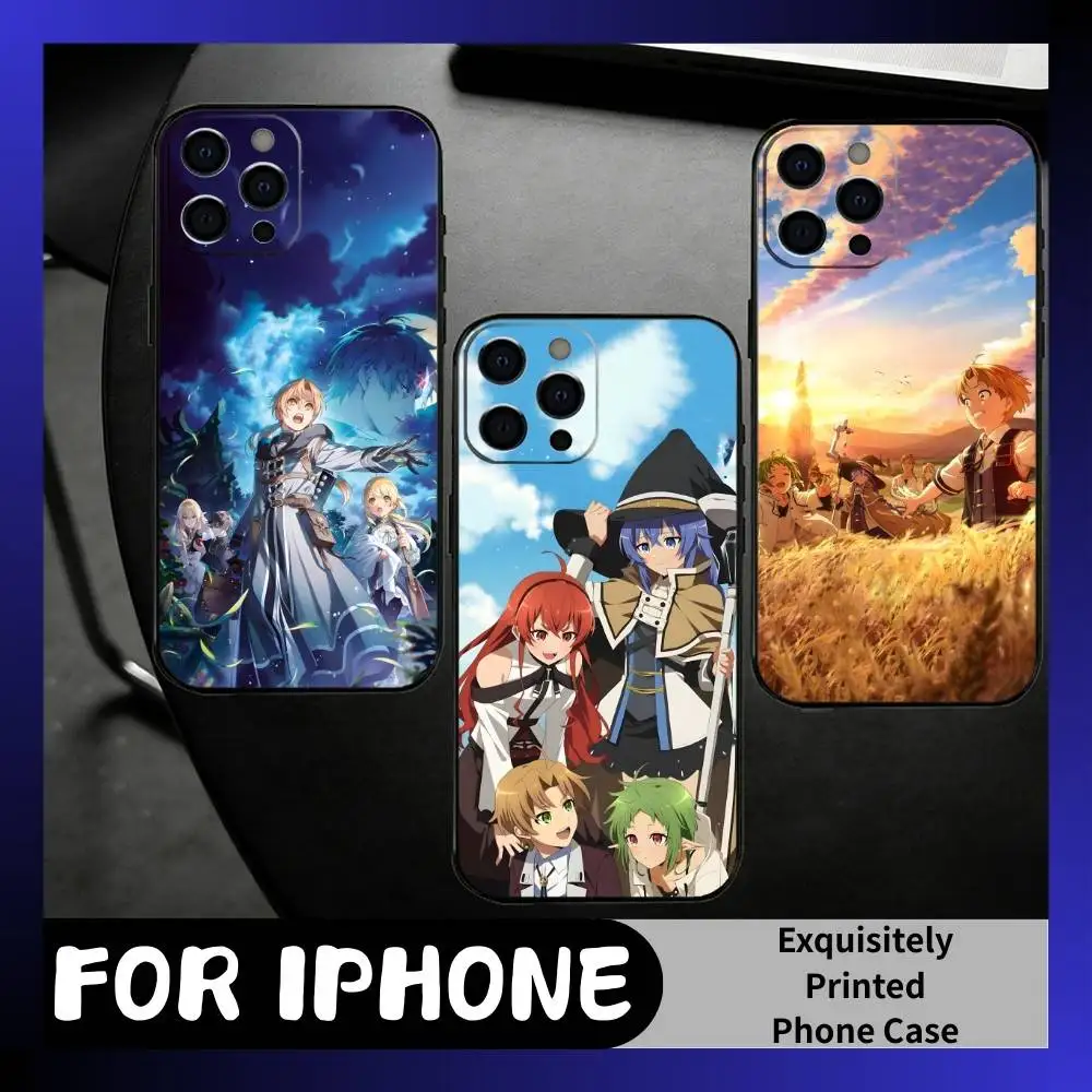 

MT-R-Reencarnacion Sin T-Trabajo Anime Phone Case For iPhone17,16,15,14,13,12 Plus,Max Soft Silicone Black Cover