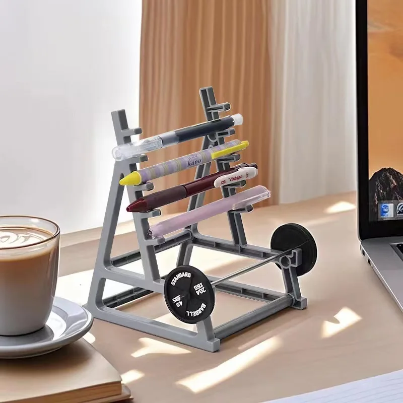 Mini Barbell Fitness Equipment Pen Holder Creative Office Desktop Decoration Pen Holder Stationery Storage Box Decoration
