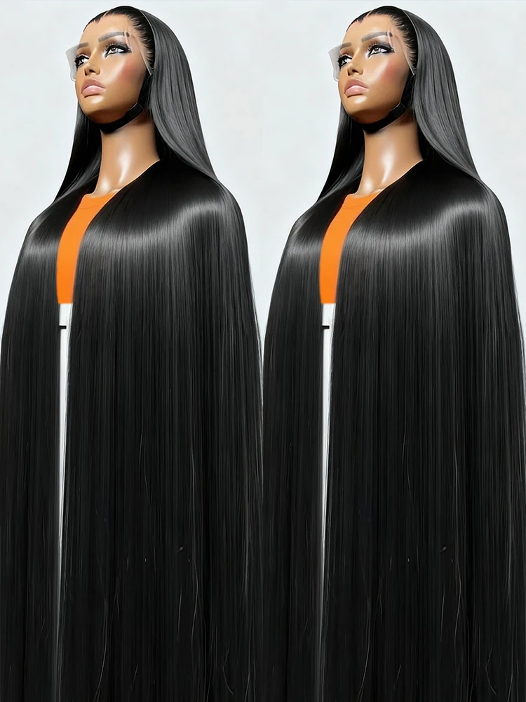 

40 дюймов 13x6 Hd Кружевной фронтальный парик 250% Плотность Бразильские костяные прямые парики из натуральных волос на кружеве Натуральные волосы Отбеленные узлы