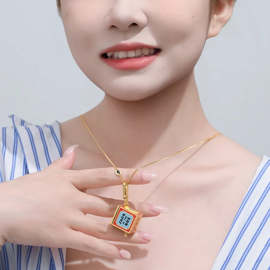 6mm Bracelet Hand String High-End Fashion Enamel Glaze Can Open The Clown Magic Box Pendant Necklace Exquisite Three-Dimensional