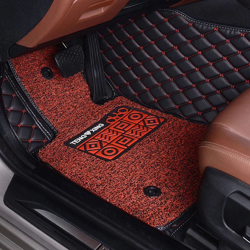 Custom Leather Car Floor Mats Double‑Layer Detachable Auto Foot Carpets Waterproof Non‑Slip Car Interior Accessories