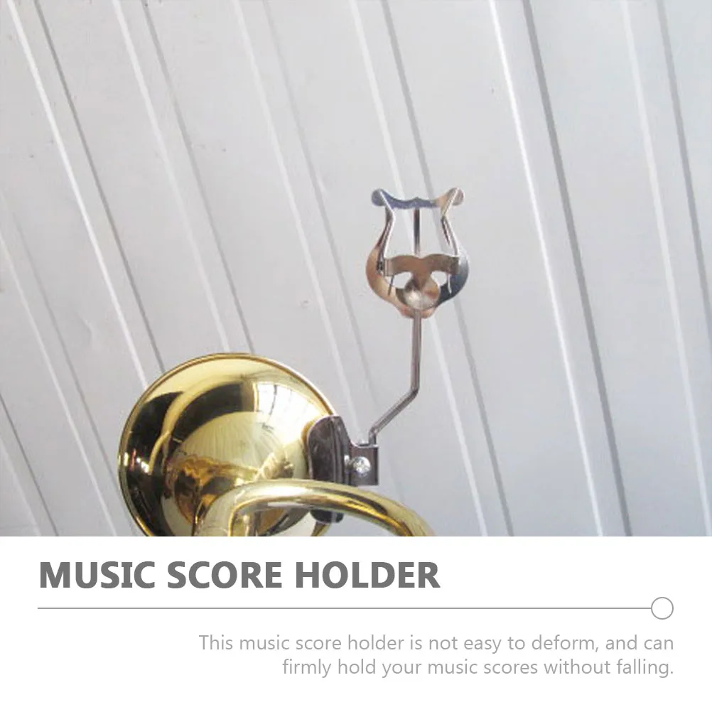 

2pcs Sheet Music Clip Holder for Trombone Score Silver Iron Wear resistant Lightweight Portable Musical Accessories