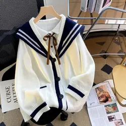 Extra Large Size 150.00kg Sailor Collar Knitwear Sweater Women's Spring Plump Girls Loose Youthful-Looking Learning