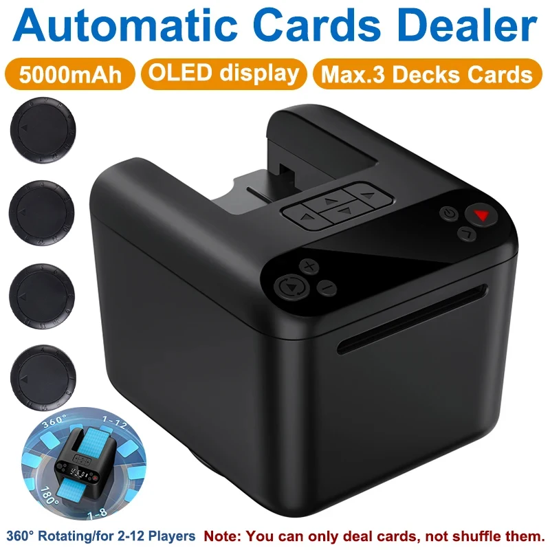 12 people 360° Rotating Automatic Cards Dealer,Electric Card Dealer Dealing Playing Cards Distribution Machine with 4pcs Buttons