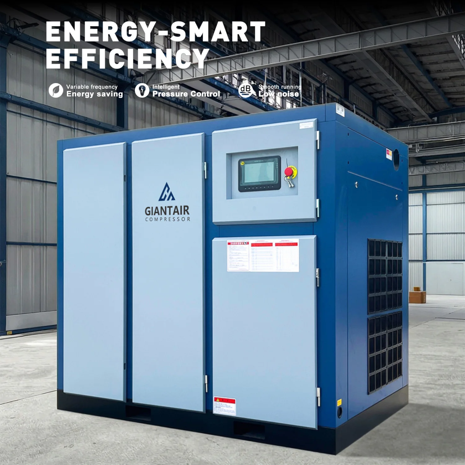 GIANTAIR 40% High Efficiency Energy Saving VSD Industrial Low Vibration Variable Speed Drive Type Screw air Compressor 37KW 50