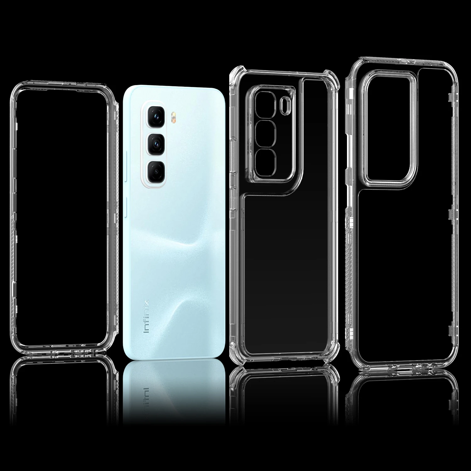 For Infinix Hot 50 Pro /Plus, Shockproof 4 Airbags Luxury Hybrid Armor Acrylic Transparent Clear Shell Back Skin Case Cover