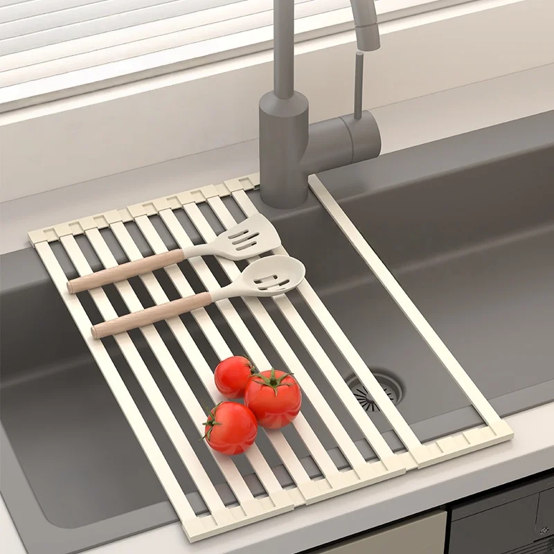 

Складная сушилка для посуды, полка для посуды, держатель для раковины из нержавеющей стали, вешалка для полотенец, губка, корзина для мытья фруктов, изолирующий коврик, кухонный органайзер