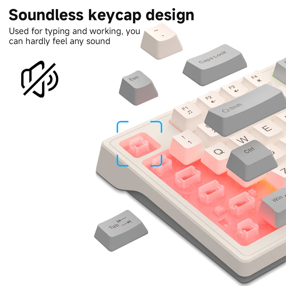 Imagem -02 - Casepoke Teclado Mecânico Português de 98 Teclas para pc Laptop Office Teclado Silencioso com Fio com Ajuste de Volume Retroiluminado Teclado para Jogos