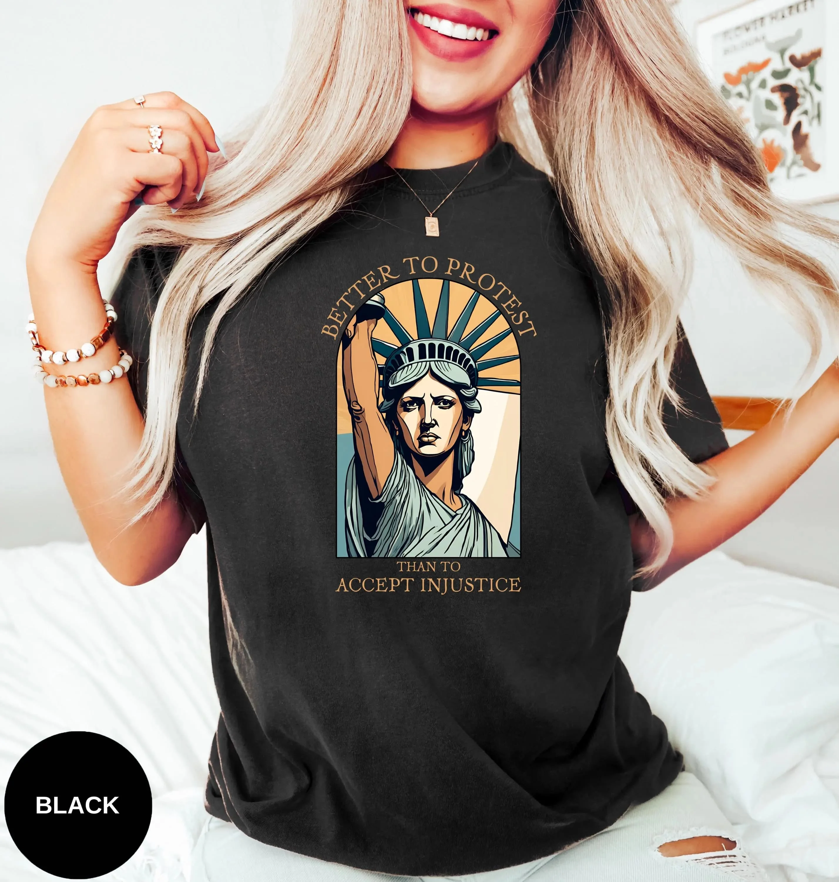 Moletom de protesto da Estátua da Liberdade, melhor para camisa de protesto, camisa de igualdade e inclusão, camisa de protesto, gola redonda de ativismo
