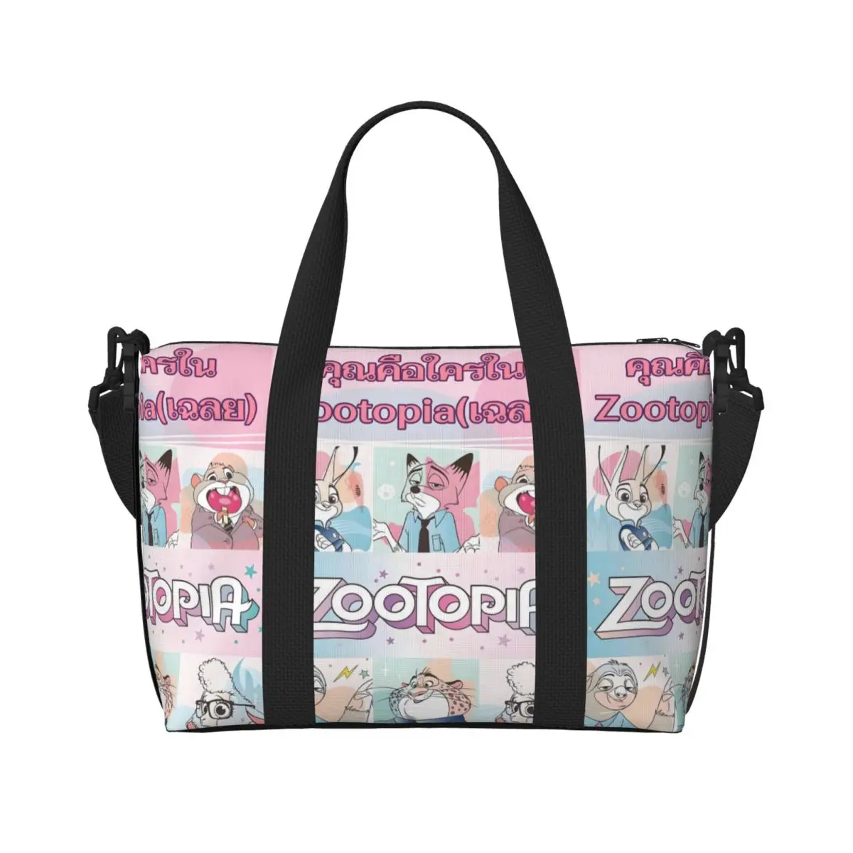 

Пляжная большая сумка на заказ Zootopia для женщин, очень большие сумки для ручной клади в спортзале, анимационные дорожные сумки для покупок