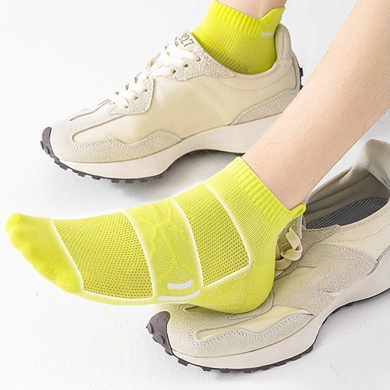 5/10 Pairs High-Quality Men Breathable Running Sports Socks Summer Thin Mesh Sweat Absorbing Odor Proof Couple Casual Socks ﻿