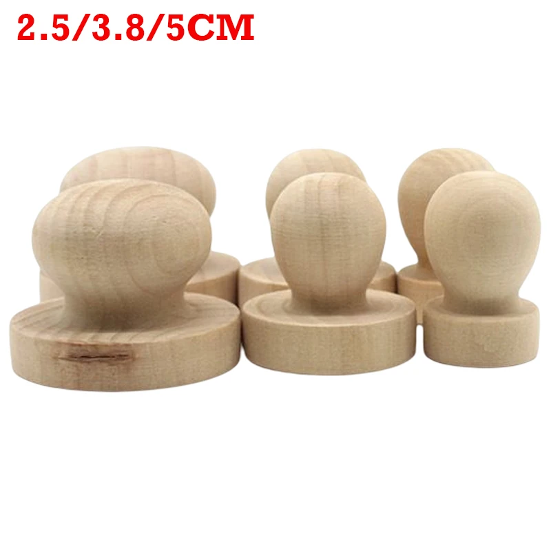 DIY Solid Wood Round Handle Wooden Seal Laser Engraving Material Rubber Stamp Handle DIY Handmand Gift Accessories 2.5/3.8/5CM