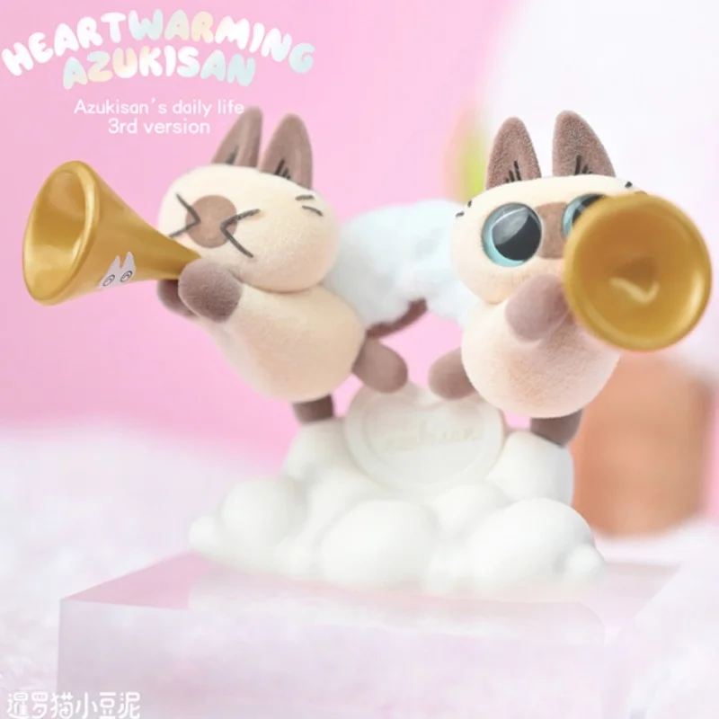 Novo azuki san gato siamês caixa cega série mini estatueta bonito brinquedo coleção figuras azuki pode decoração de mesa crianças presente aniversário